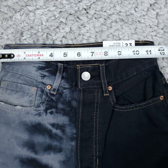 Pacsun Ultra High Rise Slim Jeans Two Tone Tie Dye Black Eco Women's Size 23 - Picture 8 of 10